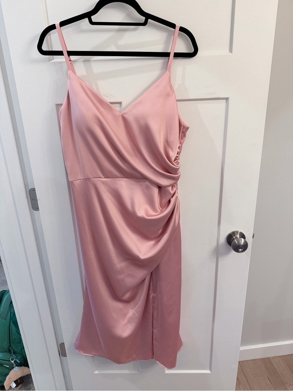 Revelry Satin Draped Dress - Pink